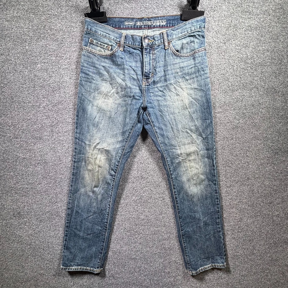 Old Navy Straight Jeans Men's 33x30 Blue Cotton Denim Slim-Fit Faded Workwear
